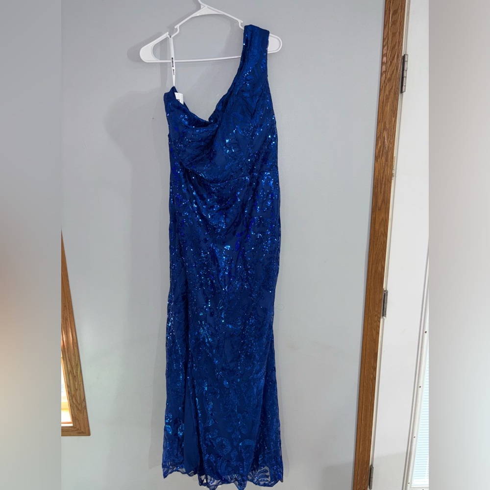 Blue Sequin Evening Dress